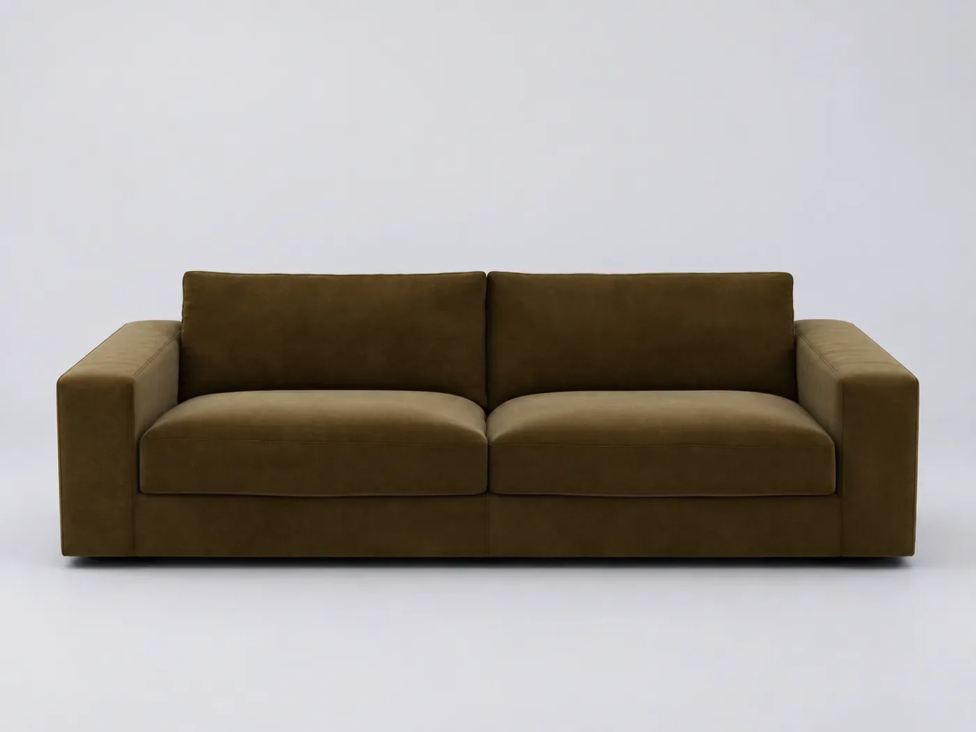 Canapé Skander La Redoute, 4 places droit fixe, velours, coloris bronze