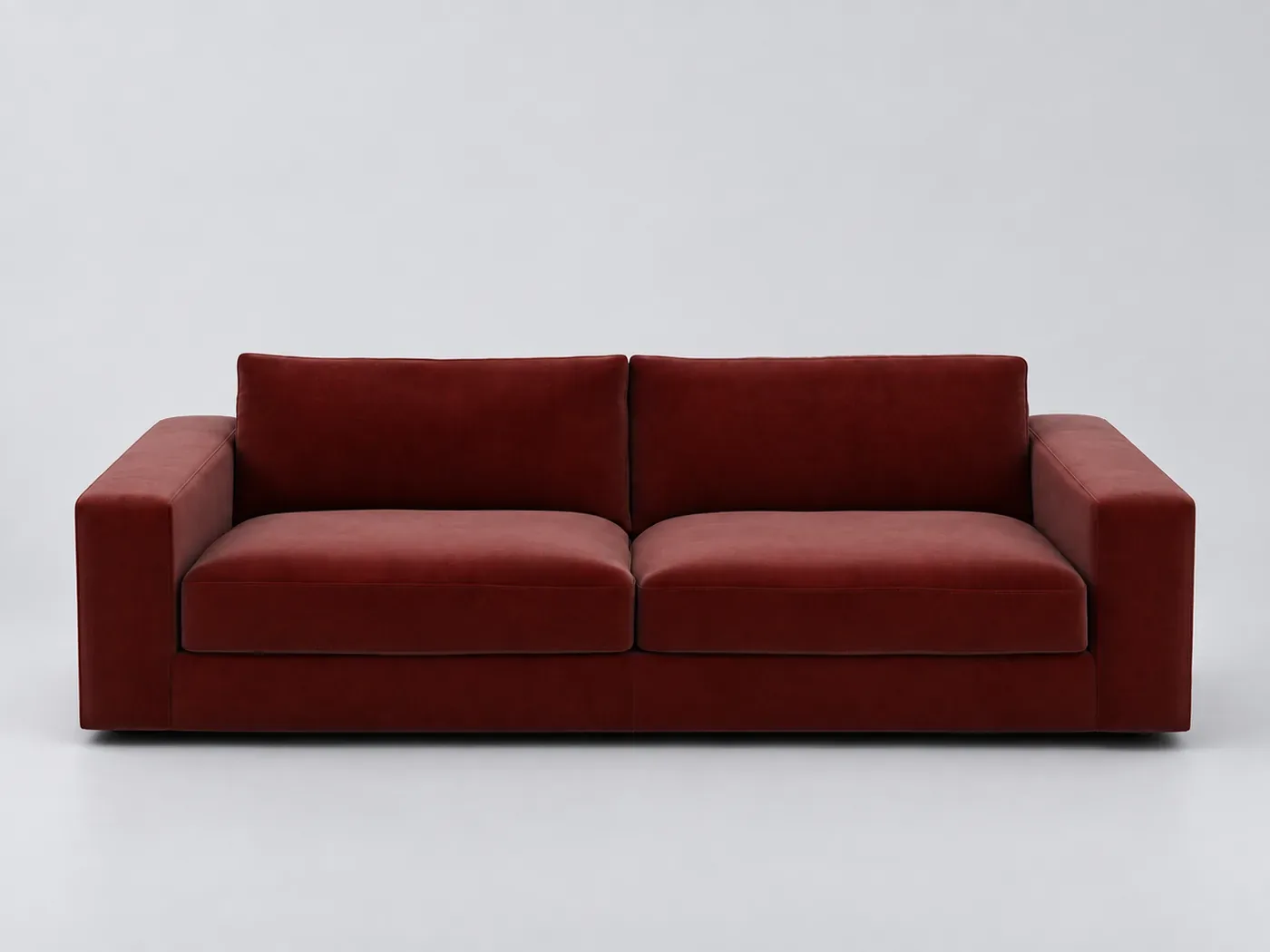 Canapé Skander La Redoute, 4 places droit fixe, velours, coloris grenat