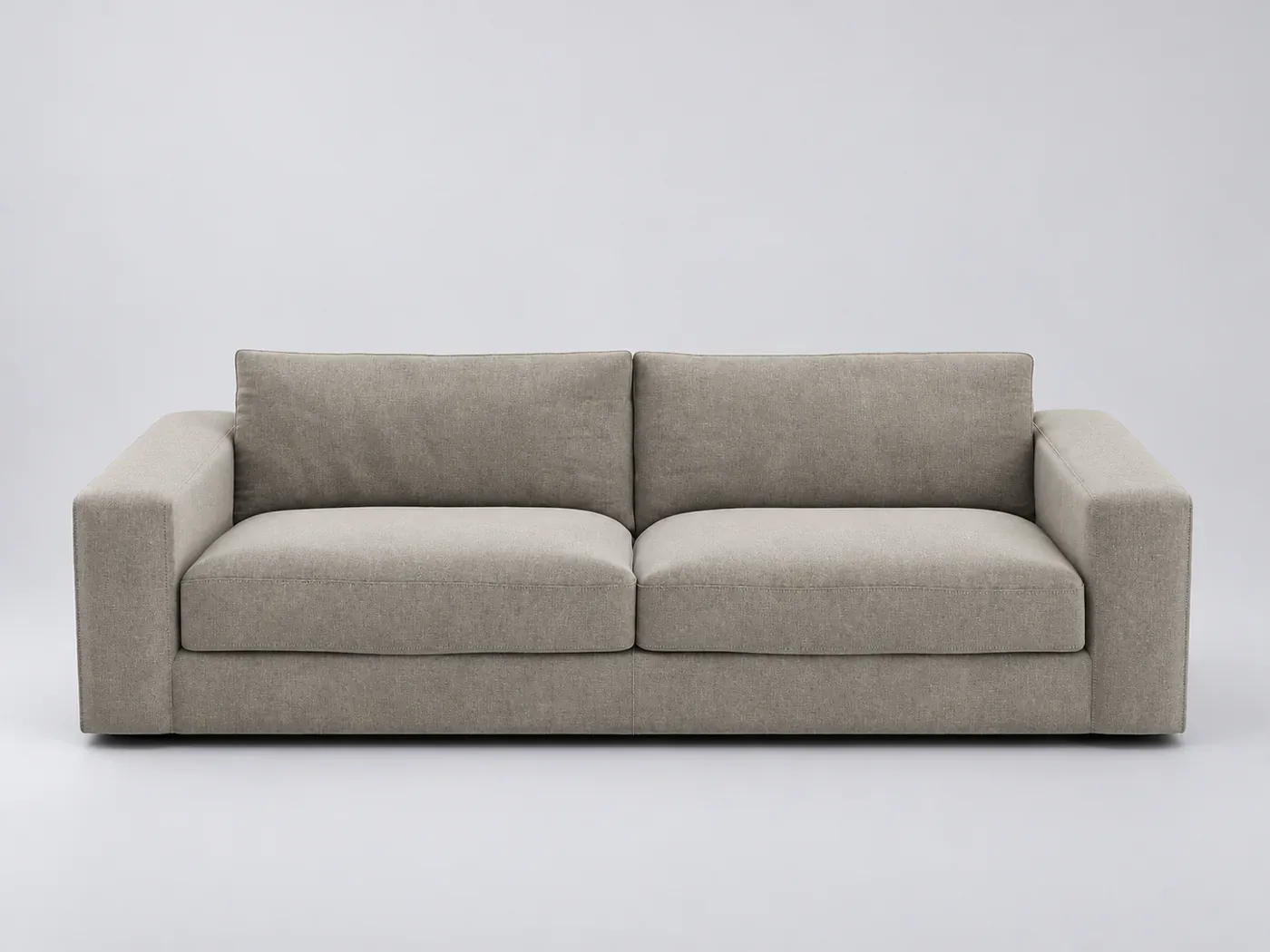 Canapé Skander AM.PM, 4 places droit fixe, velours, coloris gris clair