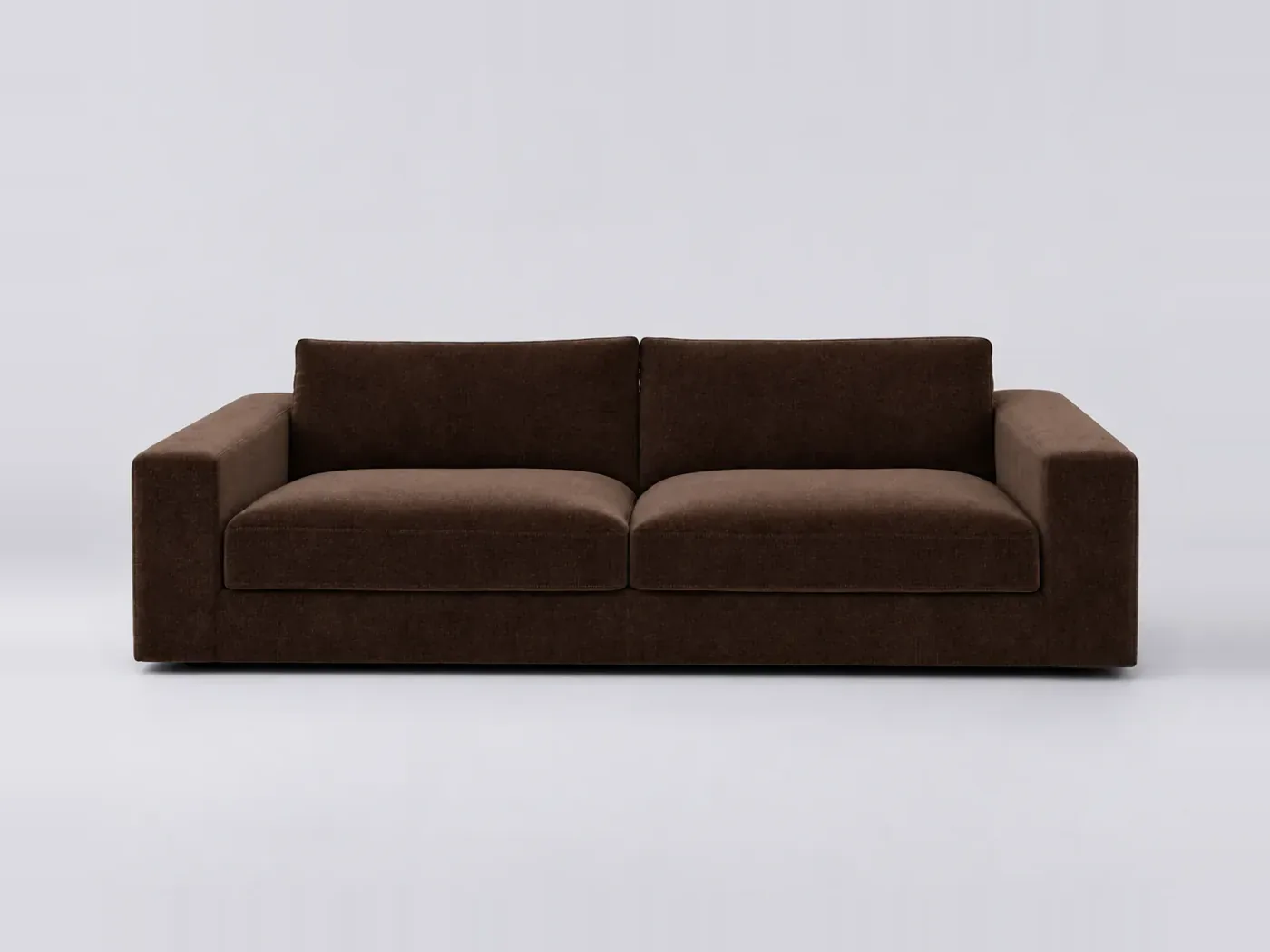 Canapé Skander AM.PM, 4 places droit fixe, velours, coloris marron torréfié