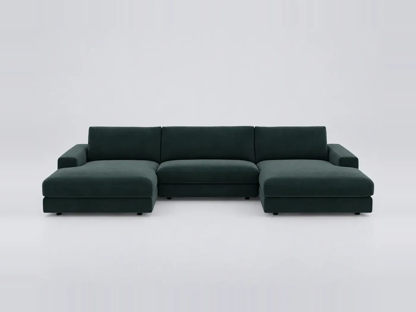 Canapé Skander La Redoute, 5 places panoramique fixe, velours, coloris vert cèdre