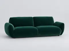 Canapé Spogano La Redoute, 3 places droit fixe, velours, coloris vert tsar