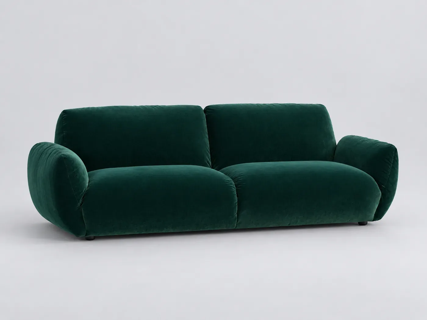 Canapé Spogano La Redoute, 3 places droit fixe, velours, coloris vert tsar