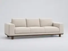 Canapé Cerea AMPM La Redoute, 3 places droit fixe, toile chinée, coloris ivoire