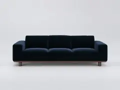 Canapé Cerea AMPM La Redoute, 3 places droit fixe, velours, coloris bleu nuit