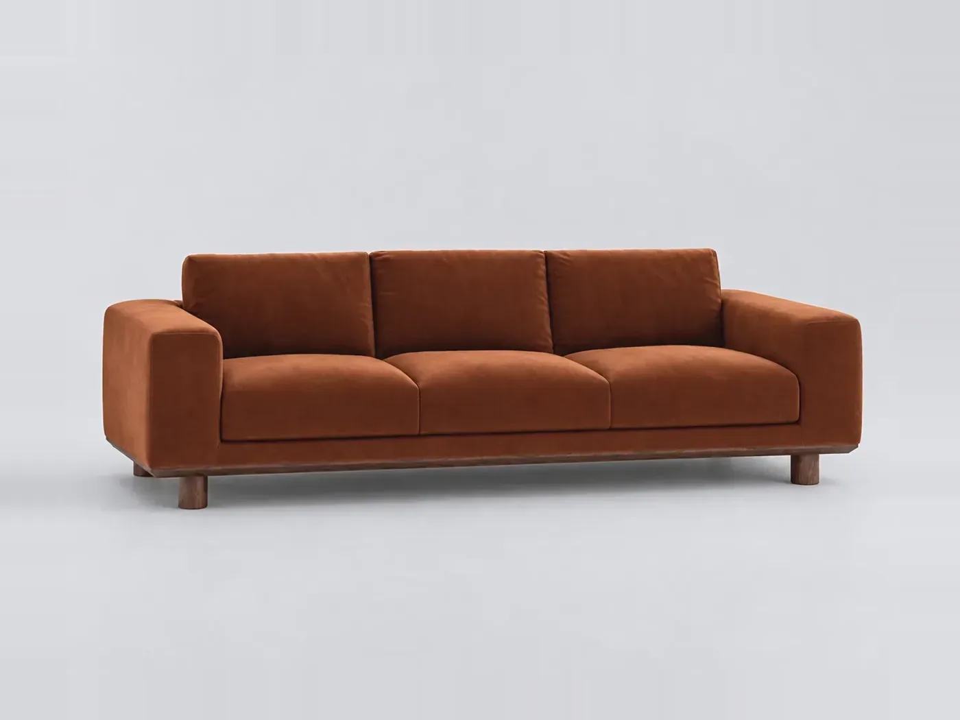 Canapé Cerea AMPM La Redoute, 4 places droit fixe, velours, coloris caramel