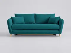Canapé Creep Miliboo, 3 places droit convertible, coloris bleu paon