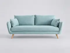 Canapé Creep Miliboo, 3 places droit fixe, coloris bleu glacier
