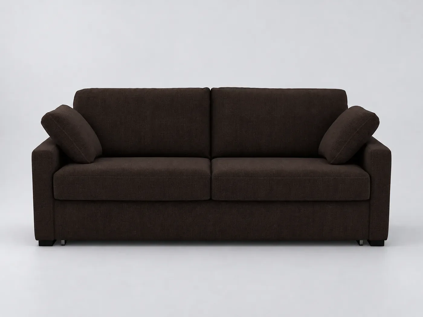 Canapé Timor La Redoute, 2 places droit convertible, coton et lin, coloris marron chocolat