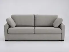 Canapé Timor La Redoute, 4 places droit convertible, coton et lin, coloris gris clair