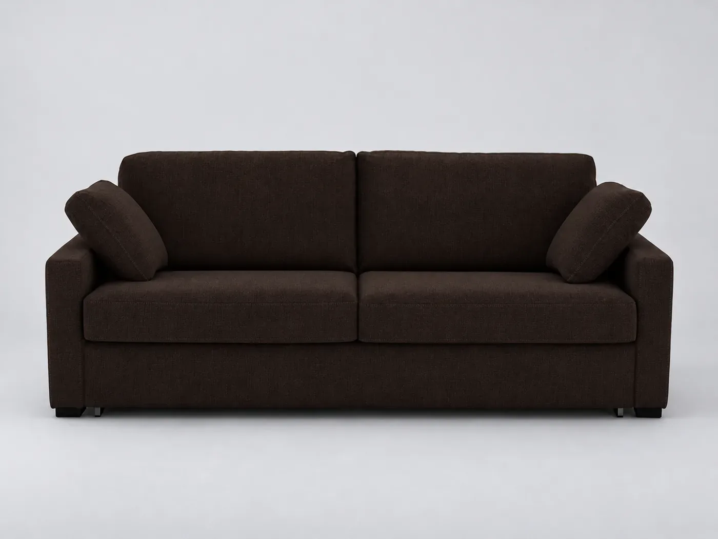Canapé Timor La Redoute, 4 places droit convertible, coton et lin, coloris marron chocolat