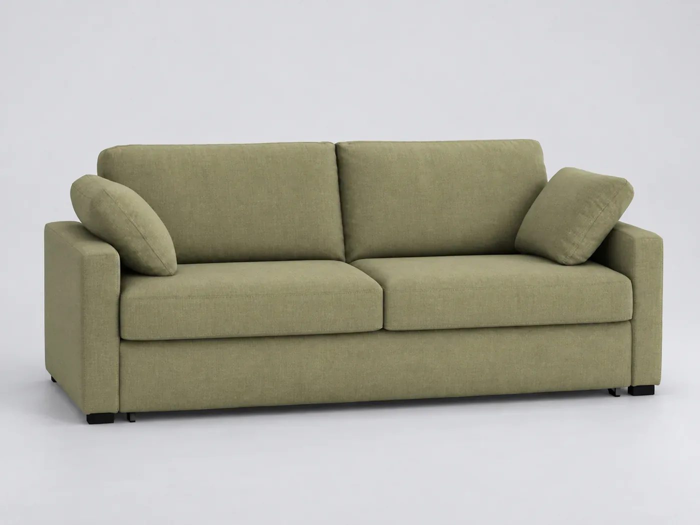 Canapé Timor La Redoute, 4 places droit convertible, coton et lin, coloris vert kaki