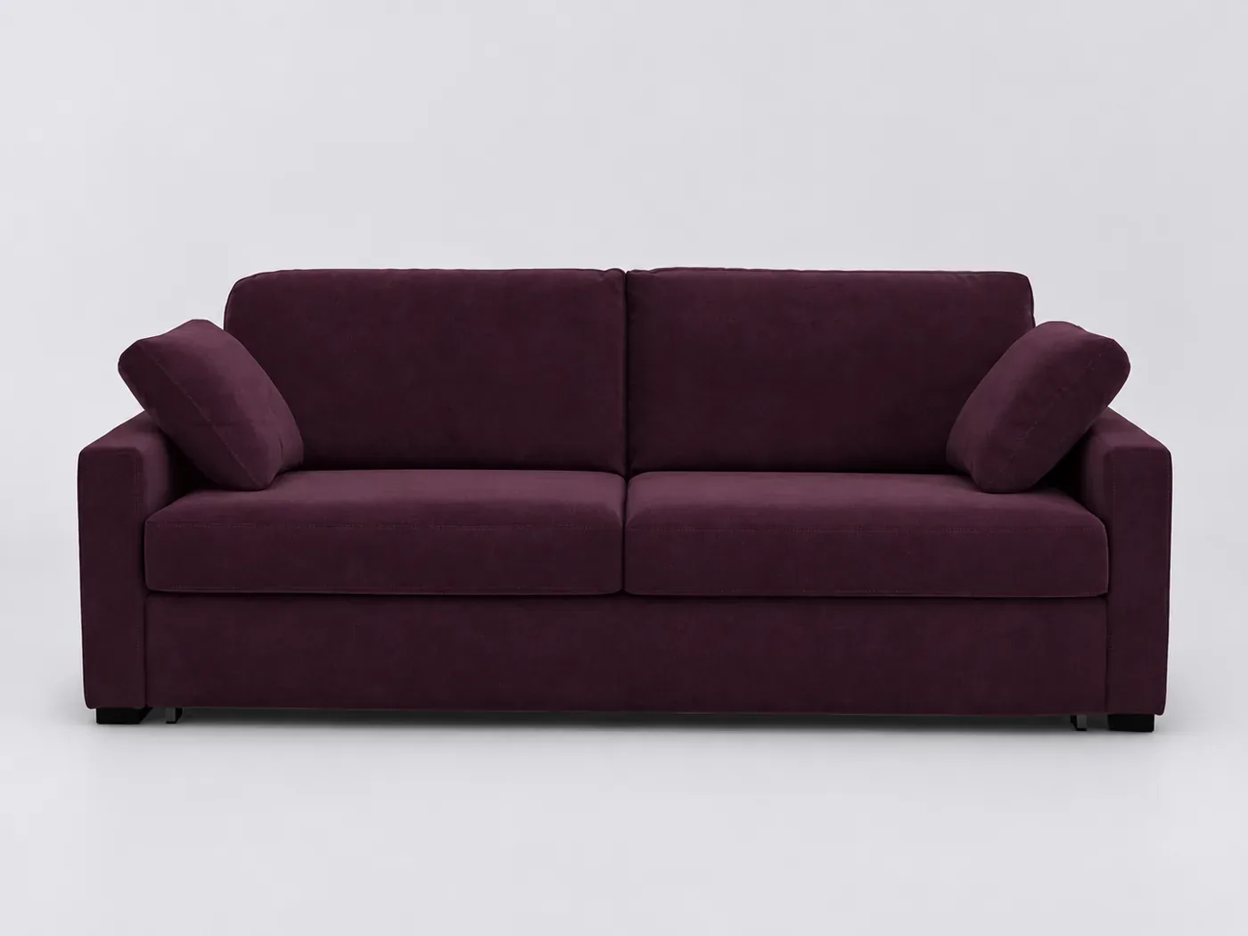 Canapé Timor La Redoute, 4 places droit convertible, velours, coloris prune
