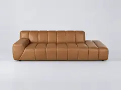 Canapé Snoop Maisons du Monde, 3 places droit fixe, cuir, coloris caramel