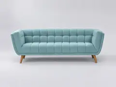 Canapé Carmen Maisons du Monde, 3 places droit fixe, coloris bleu clair