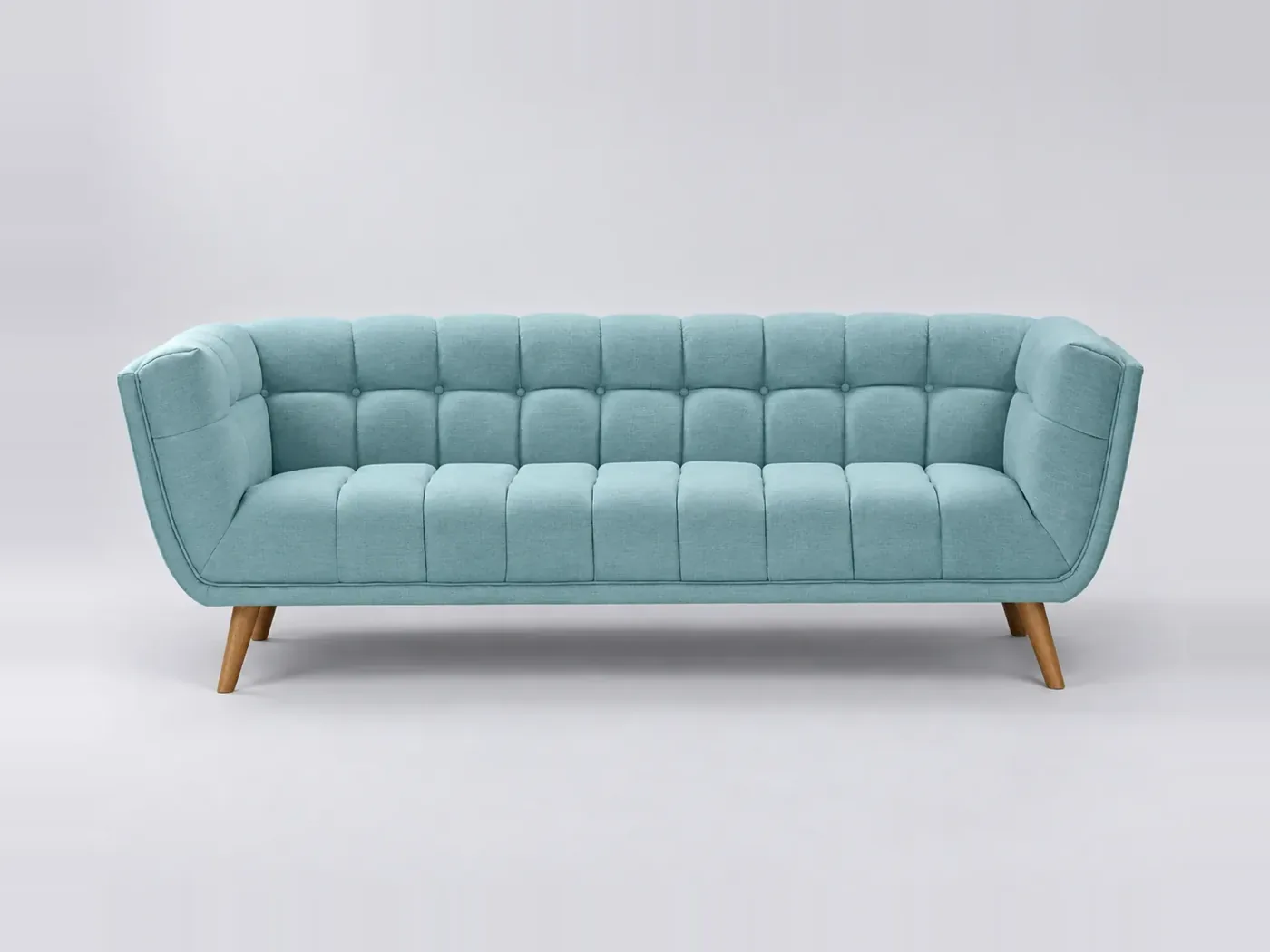 Canapé Carmen Maisons du Monde, 3 places droit fixe, coloris bleu clair