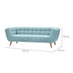 Canapé Carmen Maisons du Monde, 3 places droit fixe, coloris bleu clair, photo 4
