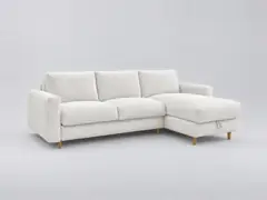 Canapé Cocoone Bobochic, 4 places d'angle convertible express couchage 140x200, bouclette, coloris blanc
