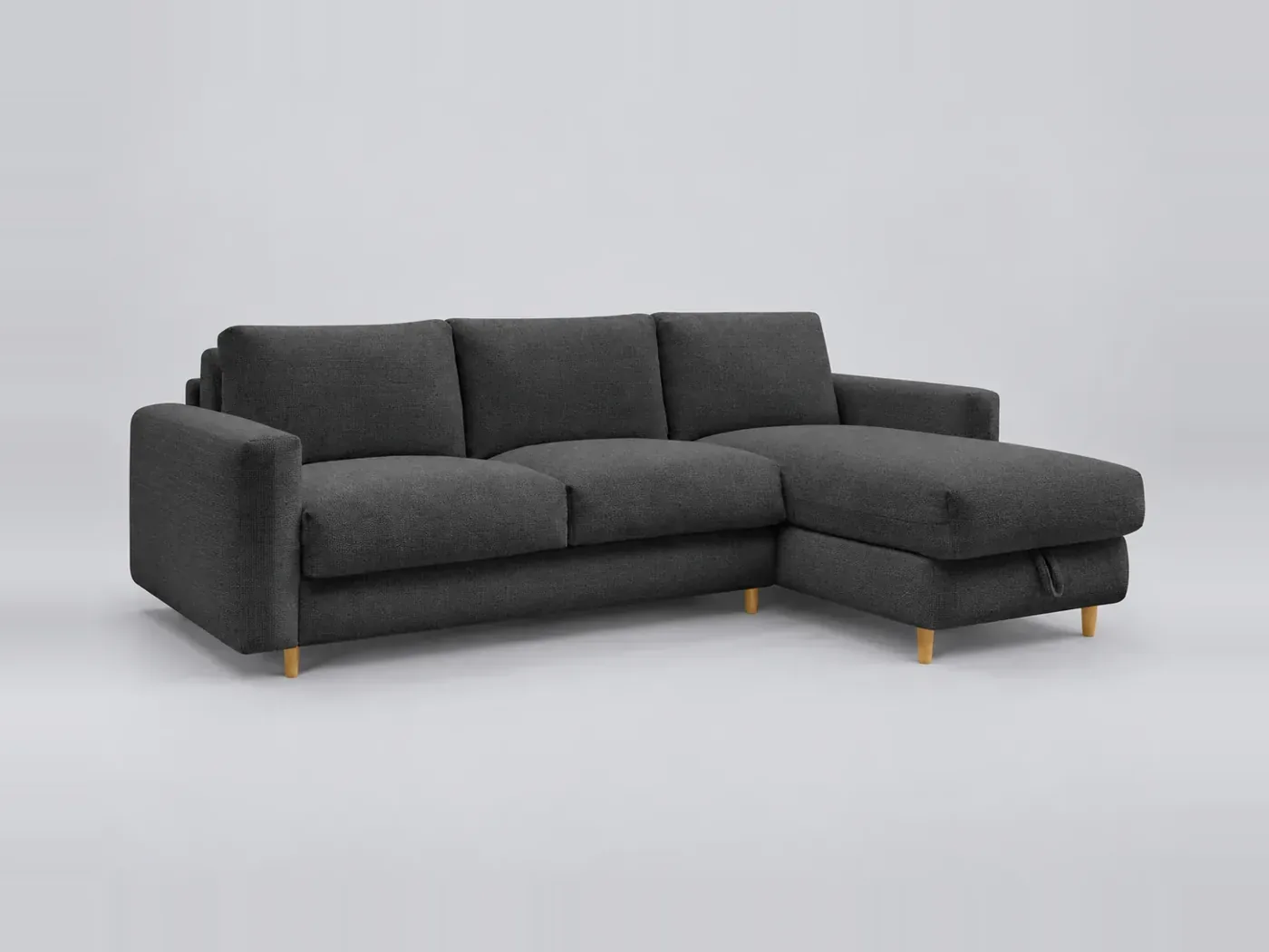 Canapé Cocoone Bobochic, d'angle convertible express 4 places, tissu texturé, coloris noir