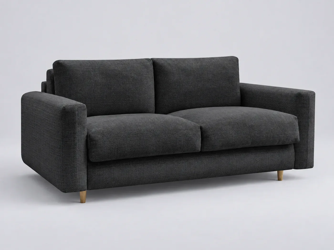 Canapé Cocoone Bobochic, droit convertible express 3 places, tissu texturé, coloris noir
