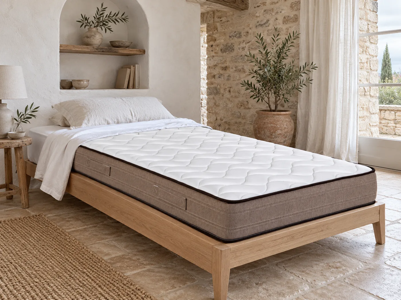 Matelas Bull Essentiel Maisons du Monde en situation dans une chambre
