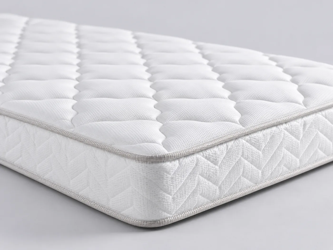 Matelas Cerise Camif, gros plan sur le flanc : épaisseur de 18.5 cm et poignées
