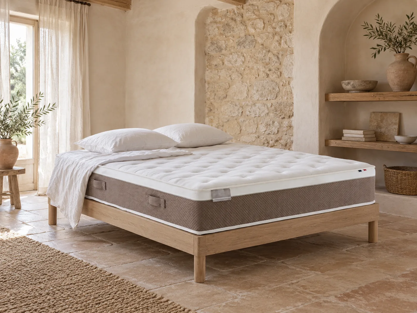 Matelas Hybride Premium 1326 ressorts La Redoute en situation dans une chambre