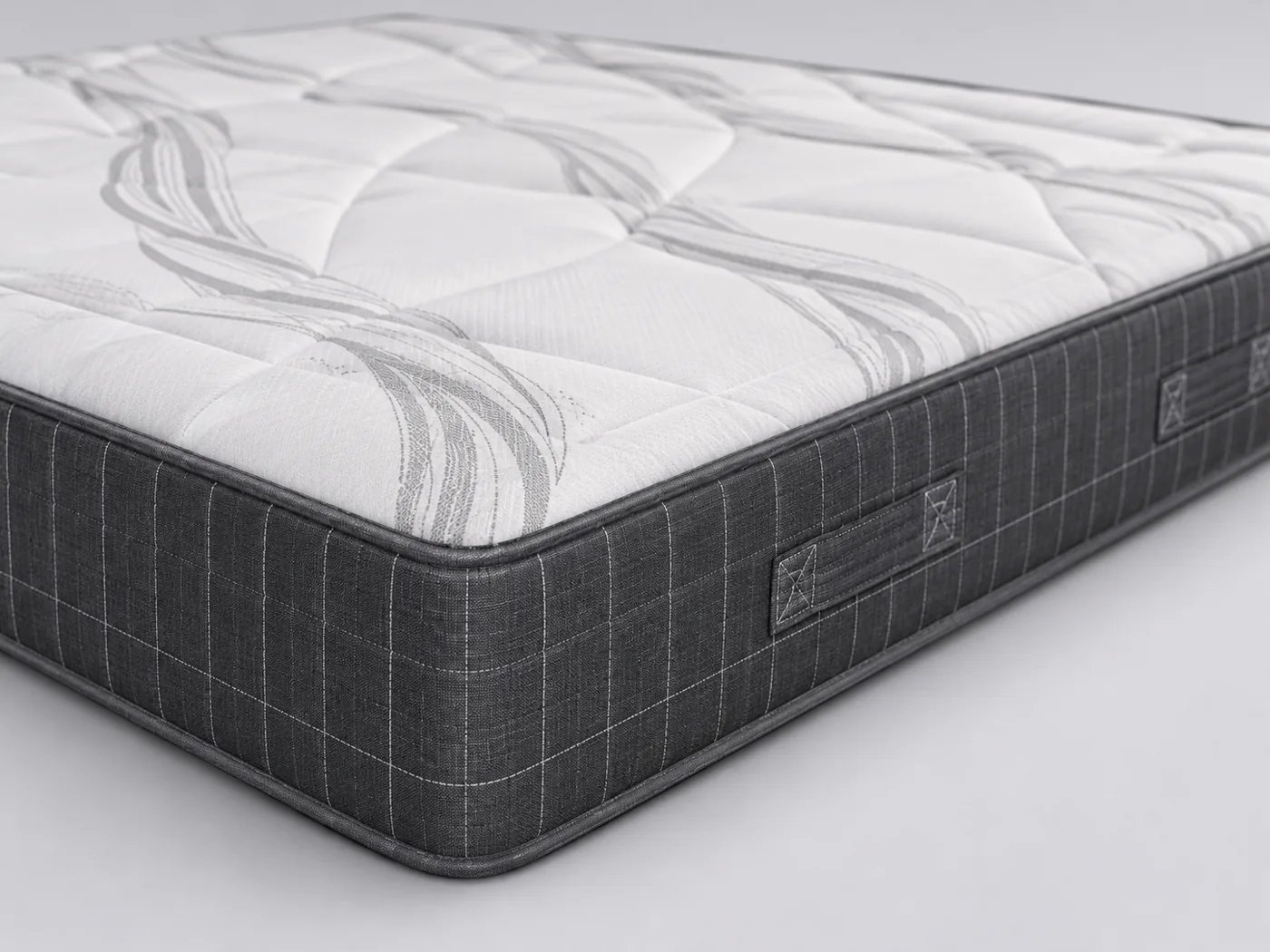 Matelas Jimy Miliboo, gros plan sur le flanc : épaisseur de 24 cm et poignées