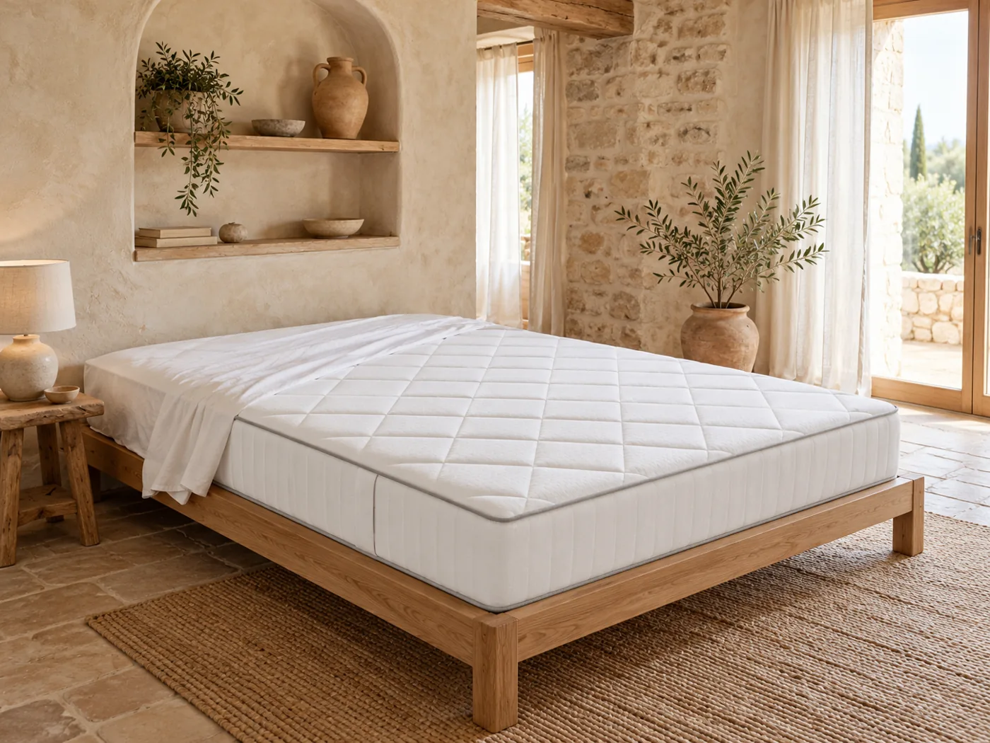 Matelas Latex 3 zones La Redoute en situation dans une chambre